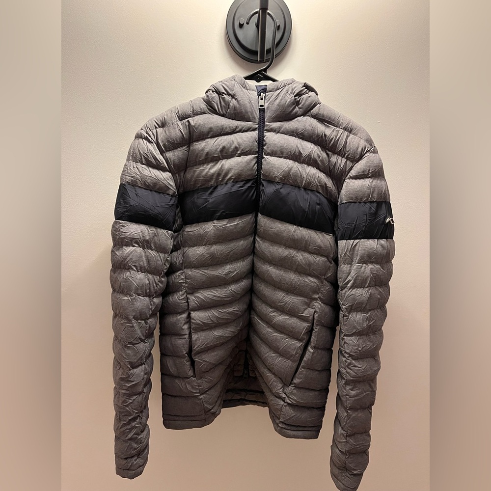 Men's KJUS Blackccomb Hooded Jacket - Size XS US Grey and Navy Puffer ski jacket